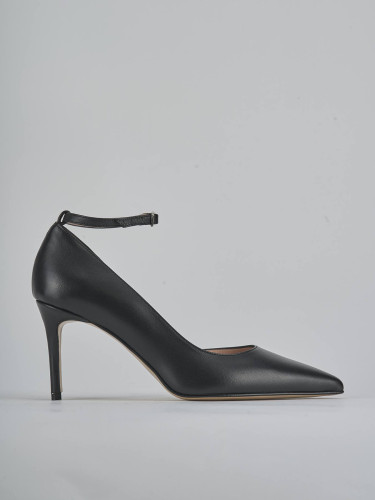 Zapatos de salón tacón 7 cm negro cuero