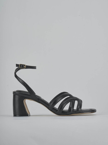 High heel sandals heel 6 cm black leather