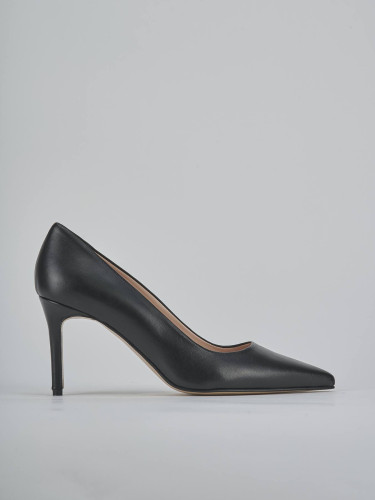 Zapatos de salón tacón 7 cm negro cuero