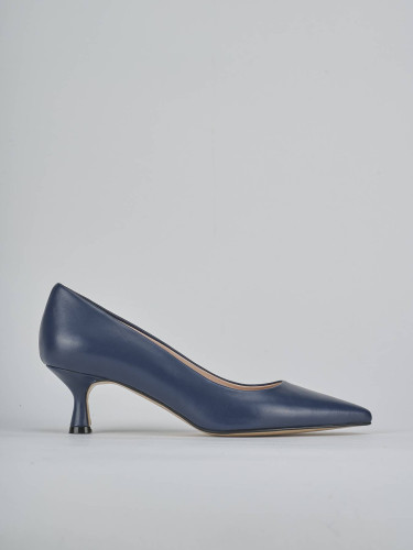 Zapatos de salón tacón 5 cm azul cuero