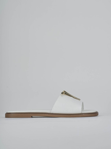 Mules tacón 1 cm blanco cuero