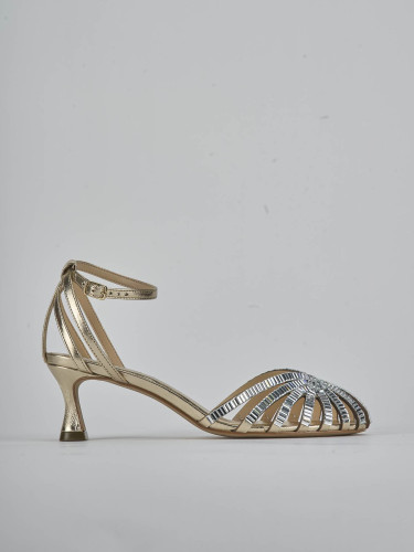 Sandalias de tacón alto tacón 9 cm oro laminado