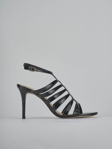 Sandalias de tacón alto tacón 9 cm negro charol