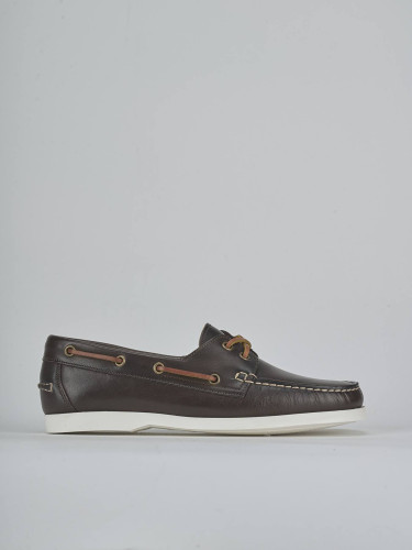 Mocasines tacón 1 cm marrón oscuro cuero