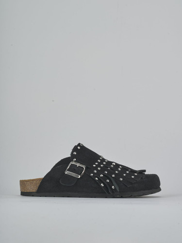 Sabot heel 1 cm black suede