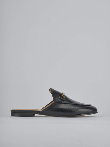 Sabot heel 1 cm black leather