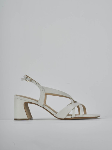 Sandalias de tacón alto tacón 6 cm blanco cuero