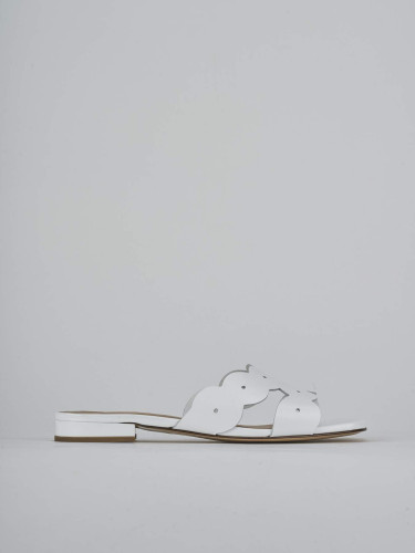 Mules tacón 1 cm blanco cuero