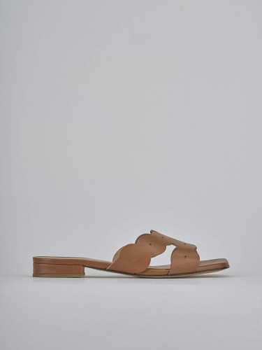 Mules tacón 1 cm marrón cuero