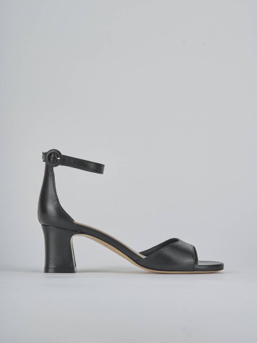Sandalias de tacón alto tacón 5 cm negro cuero