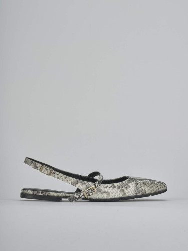 Flat shoes heel 1 cm beige python