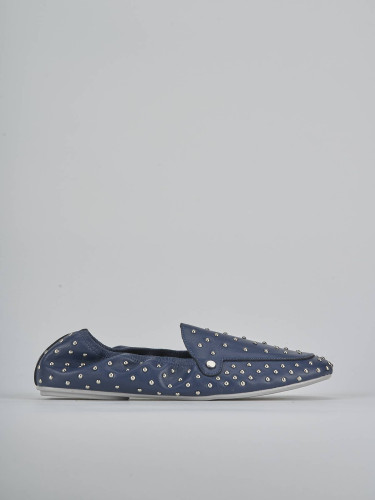 Mocasines tacón 1 cm azul cuero