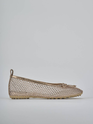 Flat shoes heel 1 cm beige leather