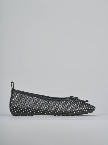 Flat shoes heel 1 cm black leather