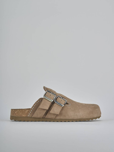 Sabot heel 1 cm beige suede