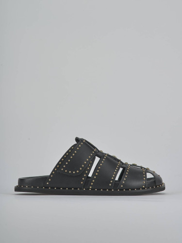 Zuecos con tacón tacón 1 cm negro cuero