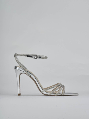 Sandali tacco 9cm pelle argento