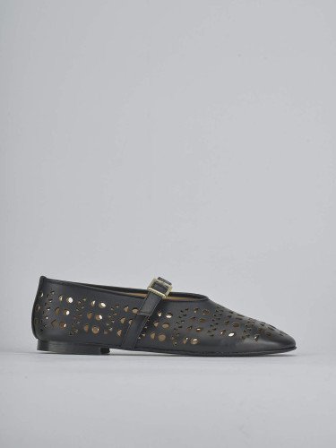 Bailarinas tacón 1 cm negro cuero