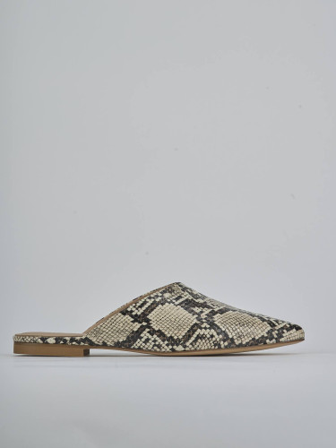 Zuecos con tacón tacón 1 cm beis pitón