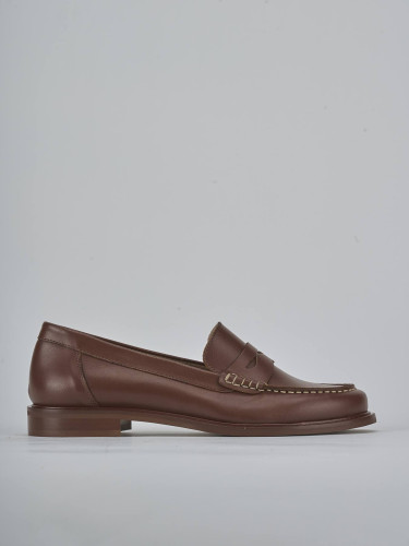 Loafers heel 1 cm dark brown leather