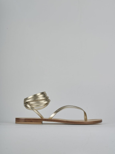 Low heel sandals heel 1 cm gold laminated