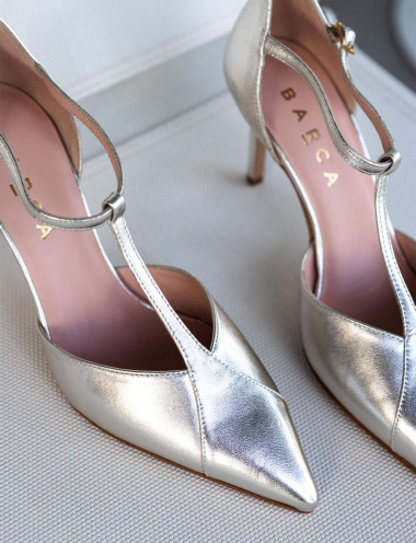 Pumps heel 7 cm gold leather