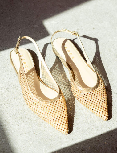 Flat shoes heel 1 cm bronze leather
