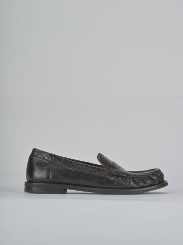 Mocasines tacón 1 cm marrón oscuro cuero