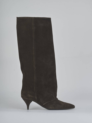 High heel boots heel 5 cm dark brown suede