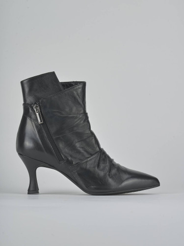 Botines de tacón alto tacón 7 cm negro cuero