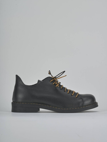 Zapatos de cordones tacón 1 cm negro cuero