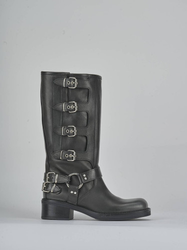 Stivali tacco 4cm pelle grigio