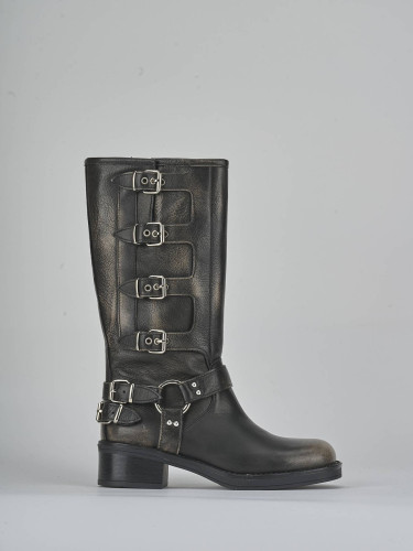 Low heel boots heel 4 cm beige leather