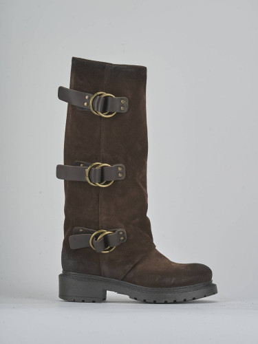 Stivali tacco 2cm camoscio testa