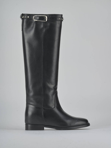 Stivali tacco 2cm pelle nero