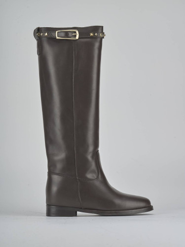 Low heel boots heel 2 cm dark brown leather