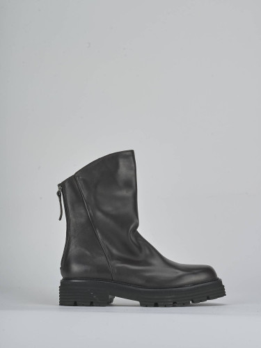 Botines de tacón bajo tacón 3 cm marrón oscuro cuero