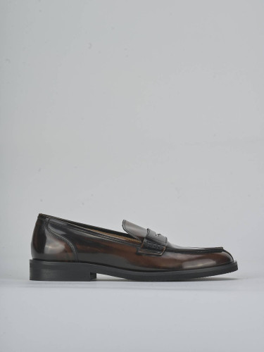 Mocasines tacón 2 cm marrón oscuro cuero
