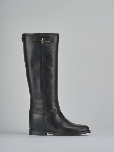 Stivali tacco 2cm pelle nero