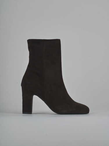 High heel ankle boots heel 8 cm dark brown suede