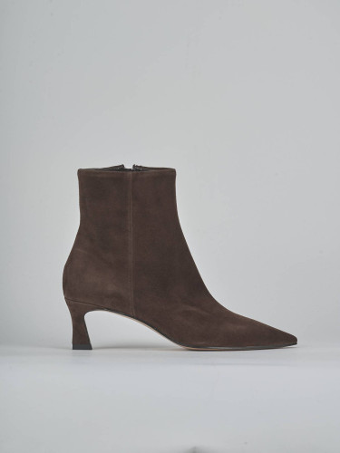 Botines de tacón alto tacón 6 cm marrón oscuro ante