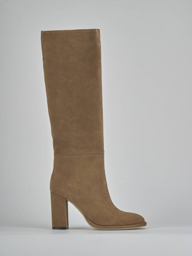 Botas de tacón alto tacón 9 cm marrón ante