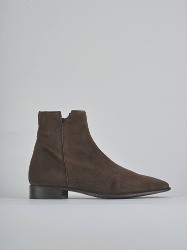 Botines de tacón bajo tacón 2 cm marrón oscuro ante