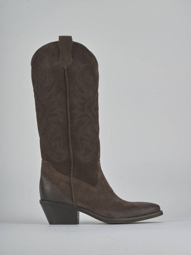 Stivali tacco 4cm camoscio testa
