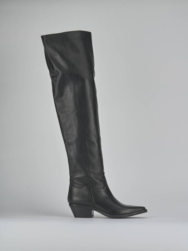 Stivali tacco 4cm pelle nero