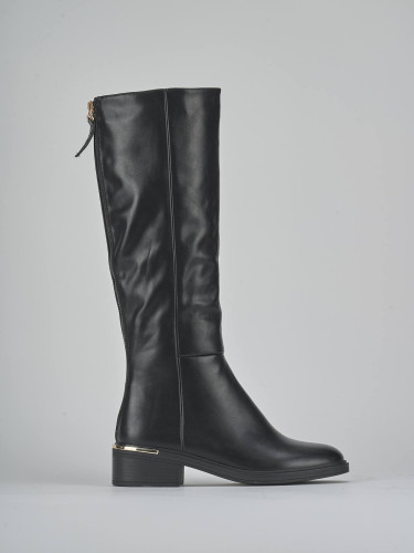 Low heel boots heel 4 cm black pelle sostenibile
