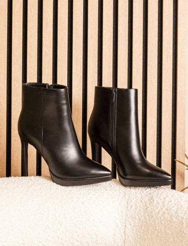 High heel ankle boots heel 10 cm black pelle sostenibile