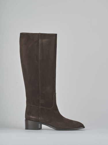 Low heel boots heel 4 cm dark brown suede