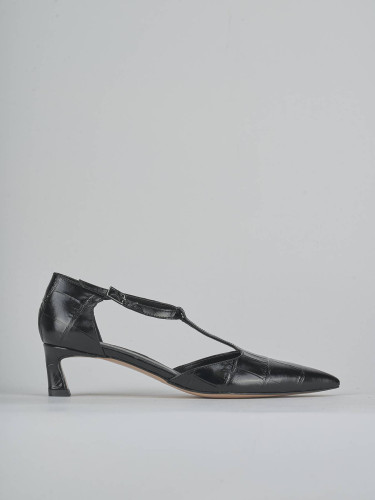 Zapatos de salón tacón 5 cm negro efecto coco