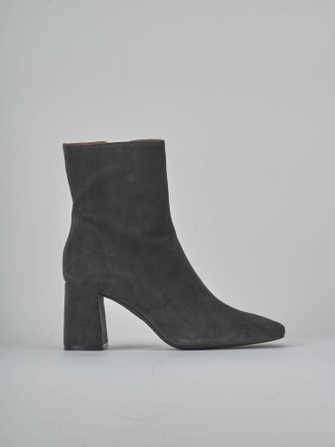 Botines de tacón alto tacón 7 cm gris ante